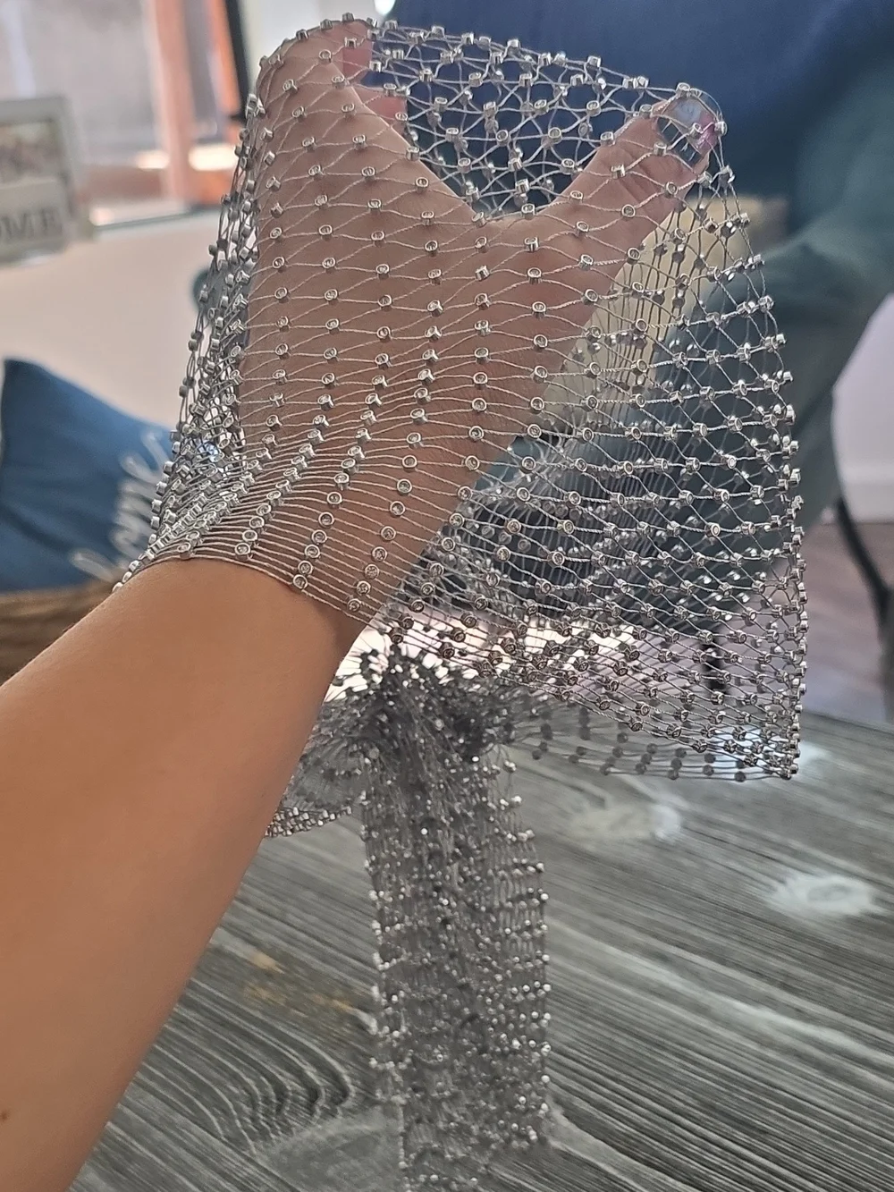 Silver Mesh Statement Headpiece- Women Jewelry